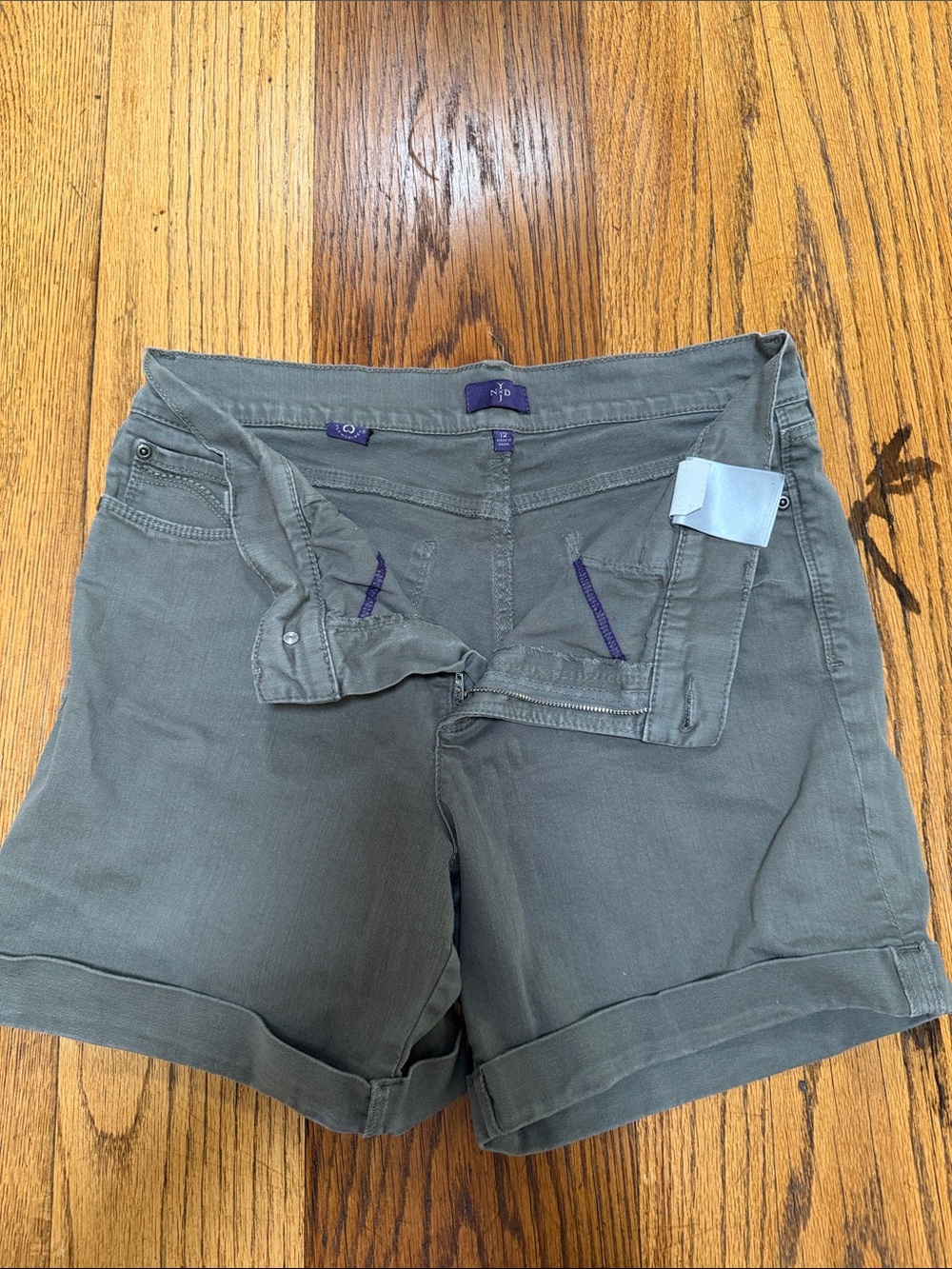 NYDJ Denim Olive Green Roll-Cuff Women's Shorts